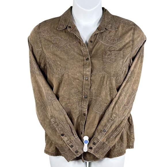VTG Natural Reflections Womens L Embroidered Shacket Snap Up Long Sleeve Western - Picture 7 of 15